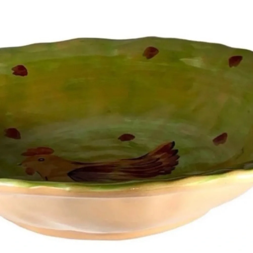 Vintage Italian Ceramic Pasta Bowl – Rooster Pattern – Farmhouse Style